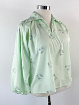 Vintage Mint Green Mutton Sleeve Top - AU12