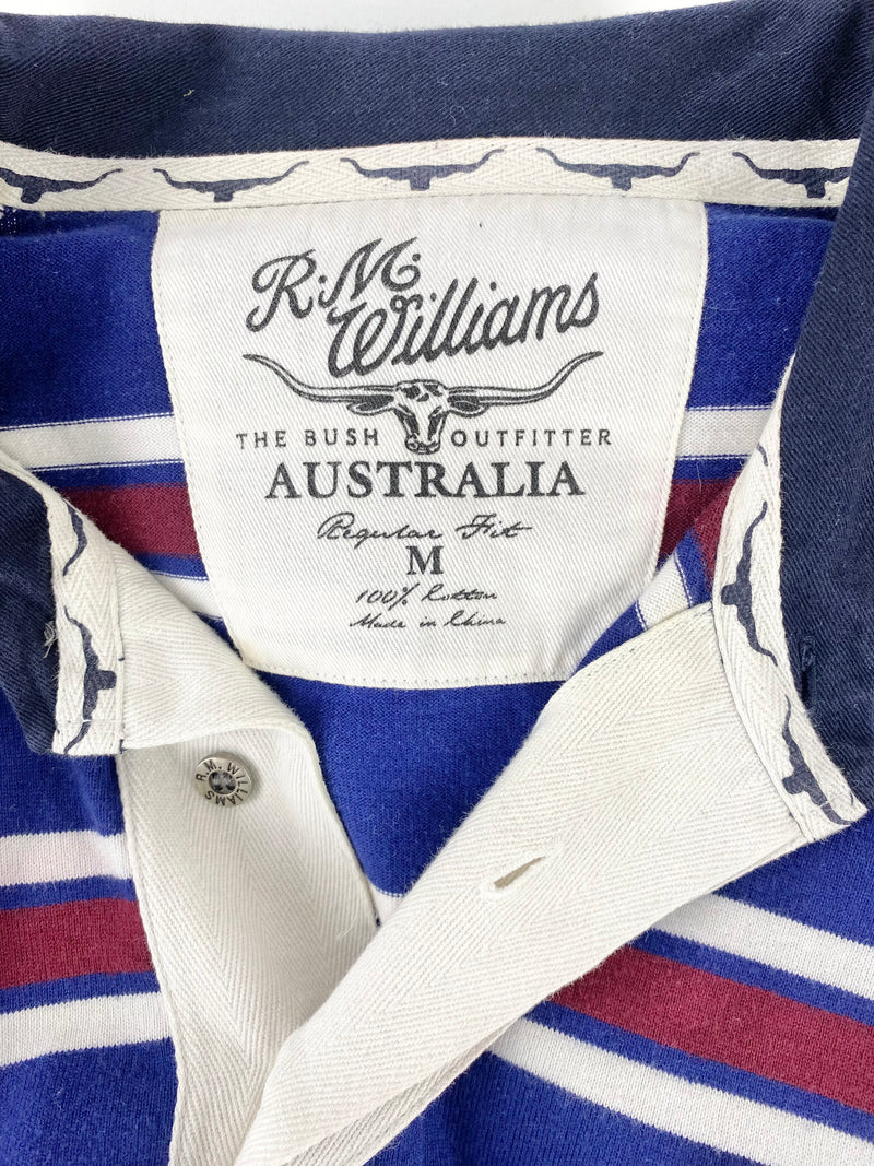R. M. Williams Blue Striped Rugby Shirt - Size Medium