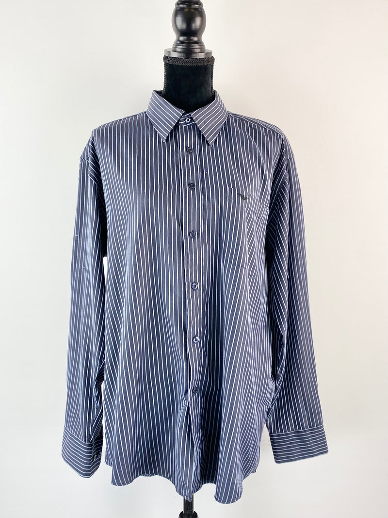 Giorgio Armani Blue Striped Button Up Shirt - 17.5/ 43