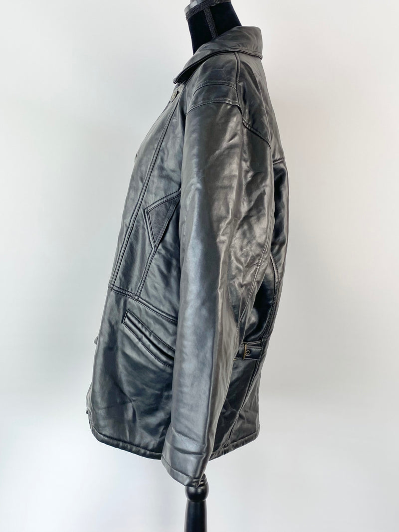 Vintage 70s Black Padded Jacket - Men's Size Large