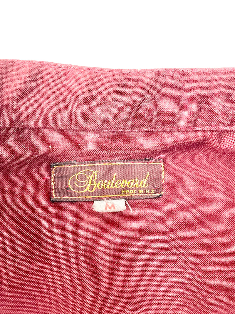 Boulevard Burgundy Long Sleeve Grandad Shirt - M