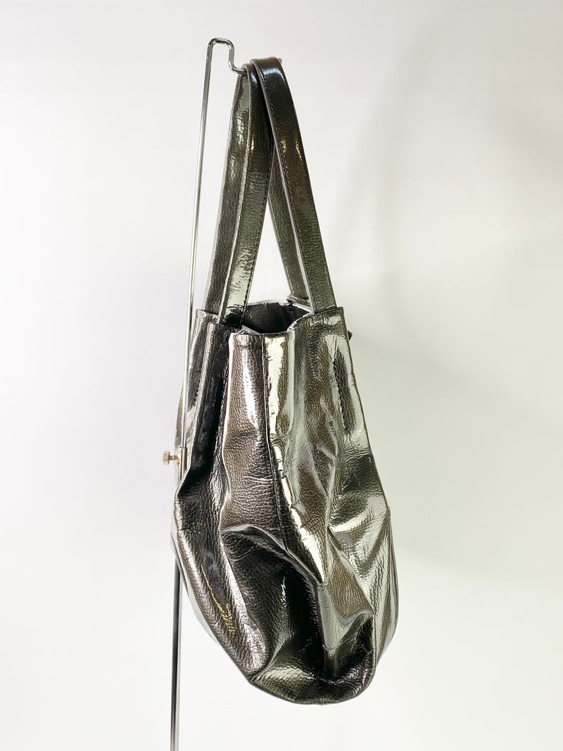 Calvin Klein Gunmetal Grey Patent PVC Tote Bag