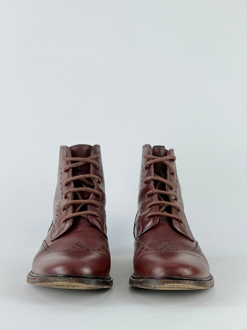 A. P. C Rue Oxblood Red Brogue Boots - EU43