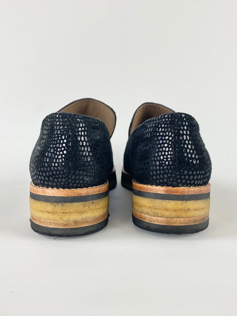 Zinda Black Snake Print Loafers - EU37