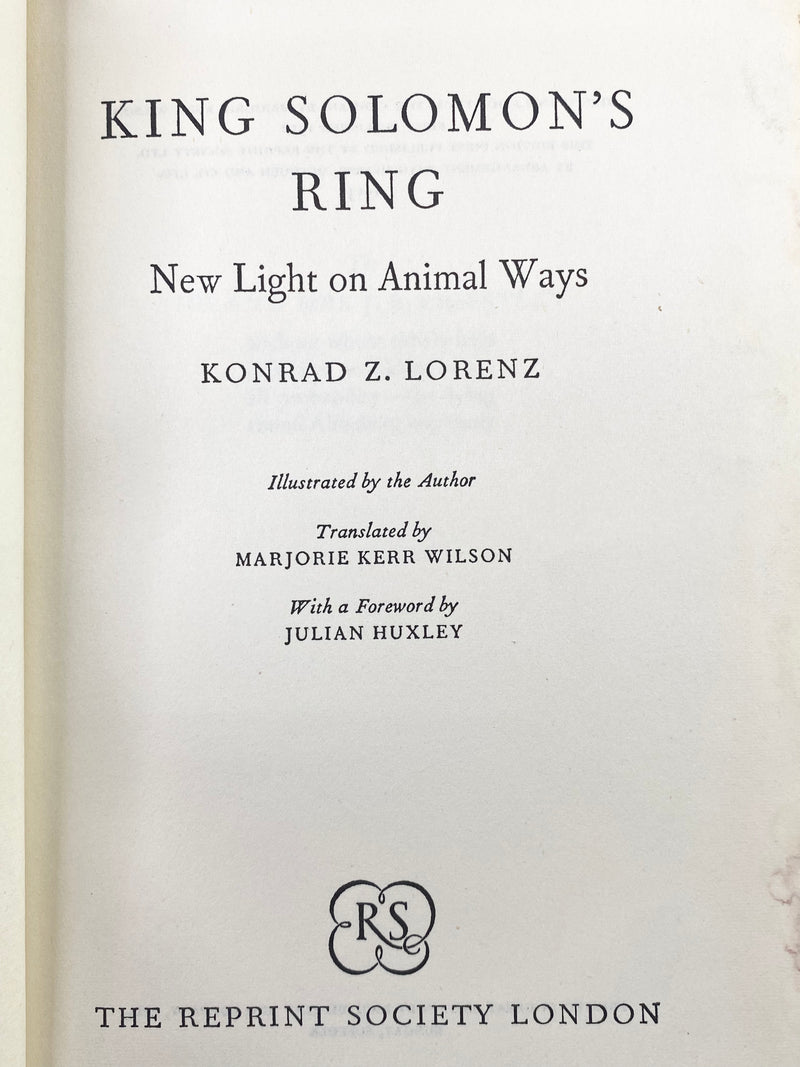 King Solomon's Ring 1953 Edition - Konrad D. Lorenz