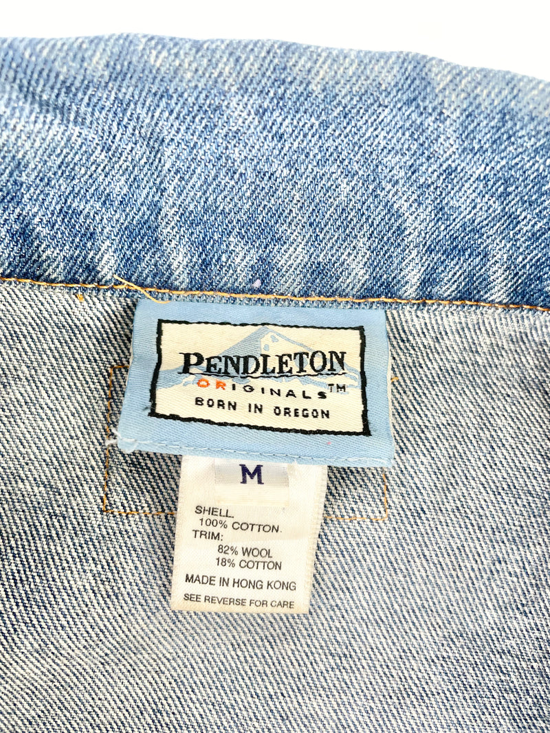 Pendleton Originals Denim Vest With Wool Aztec Design - M