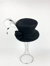 Kasmo Designs Black Felted Feather Detail Hat