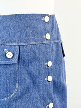 70s Chambray Button Detail Skirt - AU10