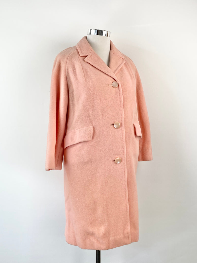 Vintage 70s Pastel Pink Wool Coat - AU14/16
