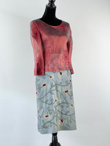 Caroline Church Seagreen Handloomed Silk Embroidered Skirt + Top - AU8
