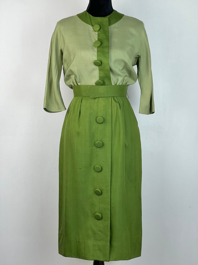 1960s Two Tone Green Frock - AU8