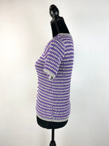 Silver & Purple Metallic Crochet Top - AU 8
