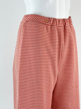 70's Red + Cream Gingham Knit Pants - AU8