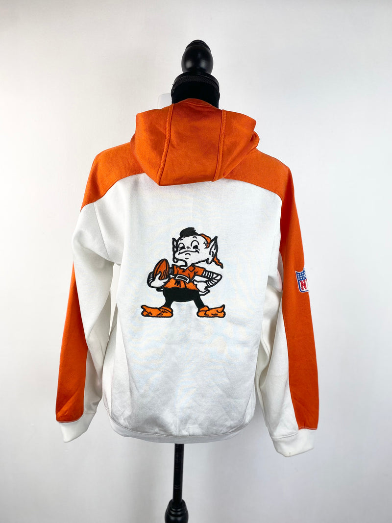 Vintage Cleveland Browns White & Orange NFL Hoodie - Size Small