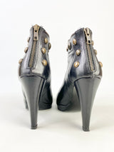 Bianca Buccheri Black Bronze Studded Ankle Boots - EU38