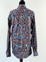 David Smith Psychedelic Swirl Print Button Up - M