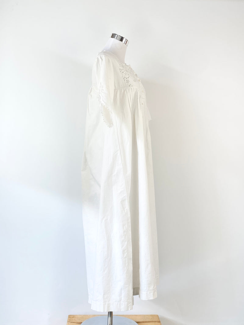 Cottagecore White Cotton Nightgown - AU8