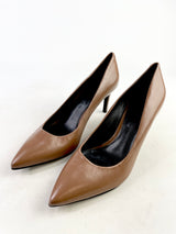 Hugo Boss Brown Leather Pointed Toe Pumps - EU38