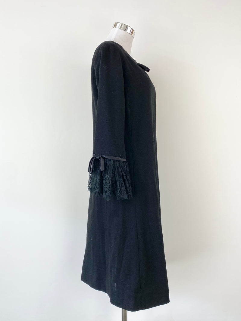 Vintage Susan Small of London Black Wool Blend Dress - AU14