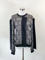Kenzo Textured Silk & Cotton Black & White Jumper - AU10