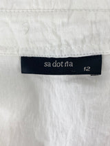 Sa Dot Na White Linen Blend Shirt - AU12