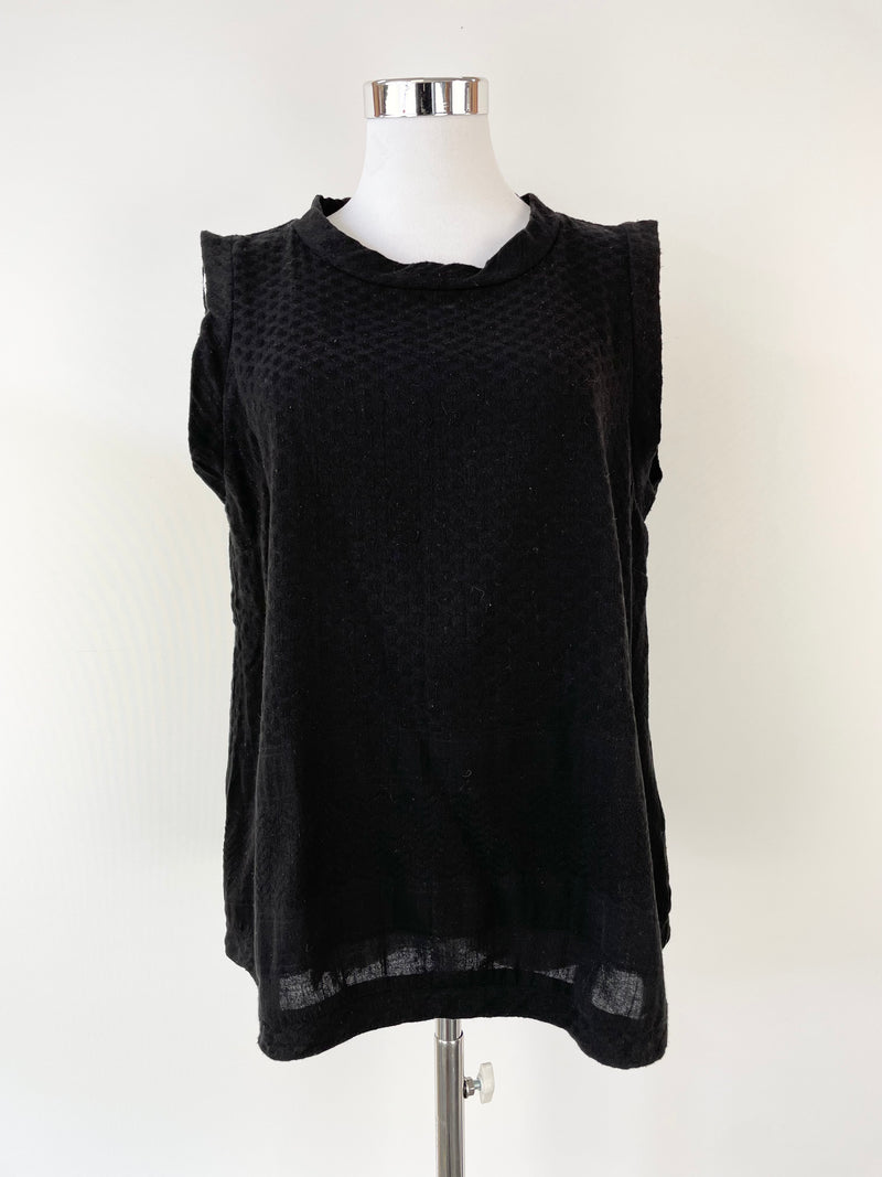 Cecilie Black Dotted Sleeveless Top - Size M