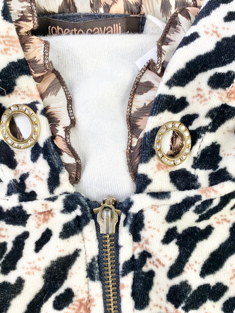 Roberto Cavalli Child's Leopard Print Velvet Zipper Top
