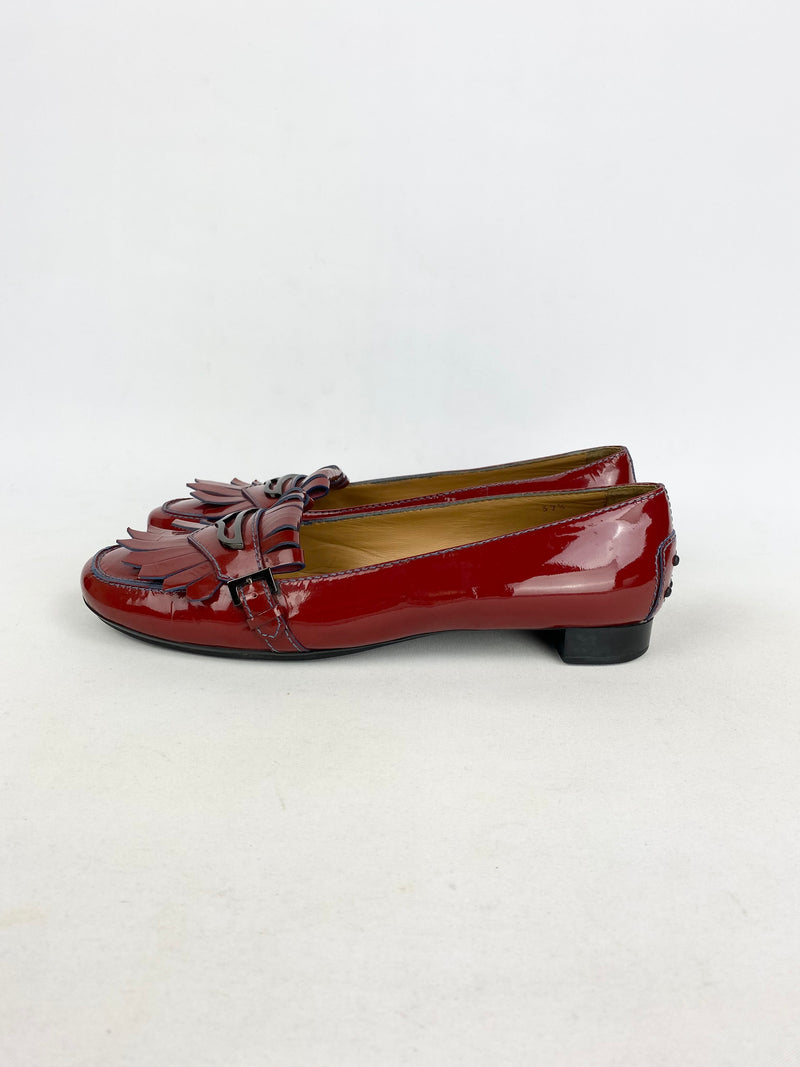 Tod's Red Patent Leather Loafers - EU 39.5
