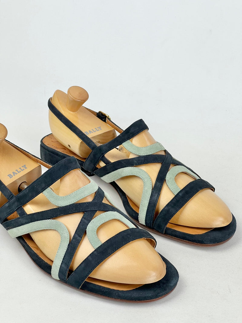 Chie Mihara Blue & Green Suede Sandals - EU 42