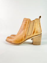 ZK Tan Leather Zip Chelsea Heel Boots - EU41