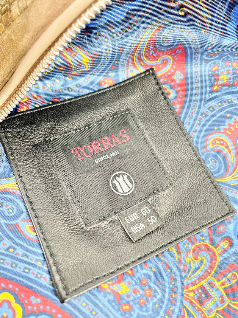 Torras Tan Suede & Wool Knit Bomber Jacket - XL