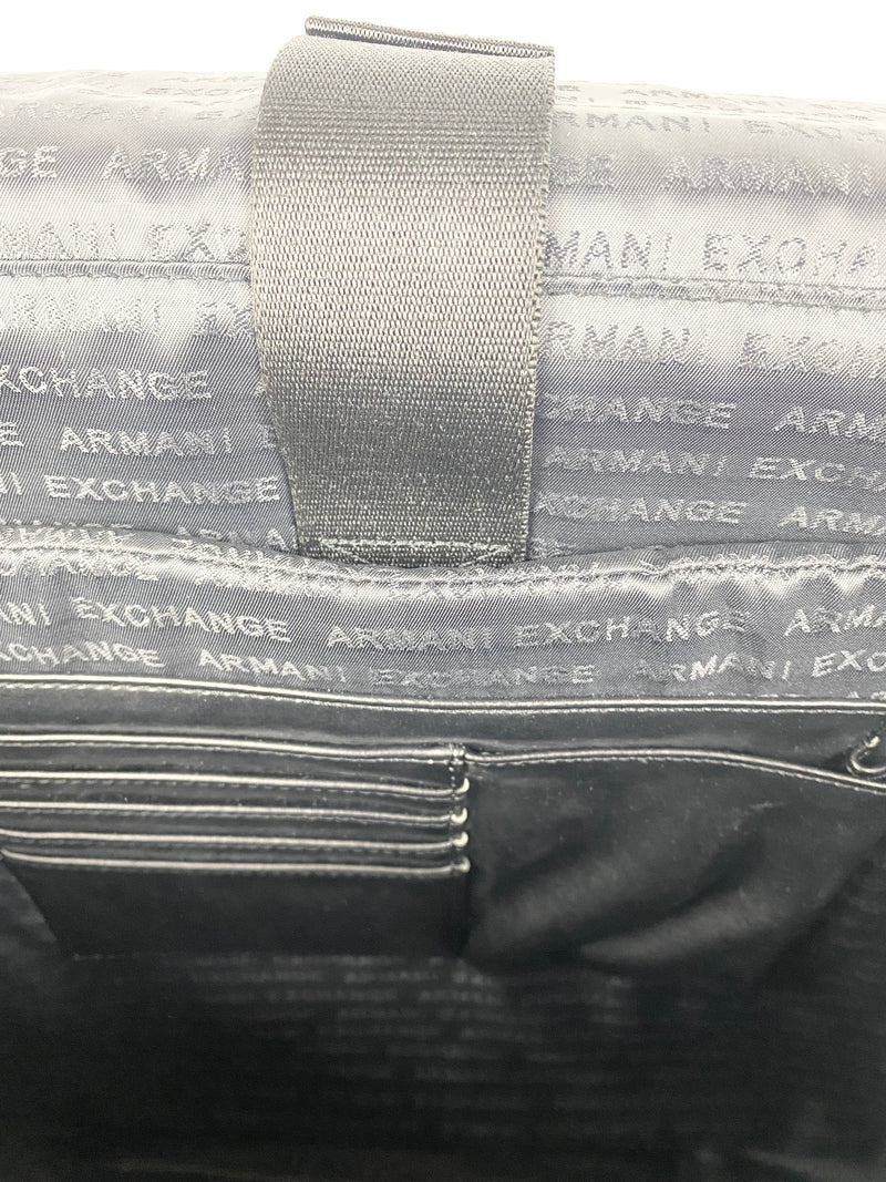 Armani Exchange Corrugated Black Vegan Messenger Back