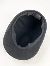 56 Black Wool Flat Cap