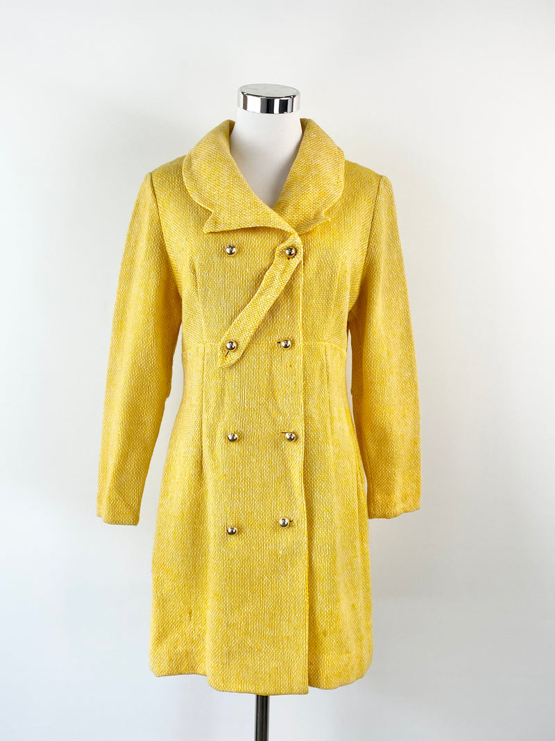 Vintage 60s Lemon Yellow Double Breasted Coat - AU10
