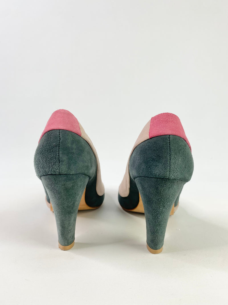 Gorman Green, Cream & Pink Suede Heels - EU37
