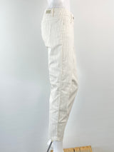 Gerry Weber Edition White & Beige Pinstriped Capris - AU10