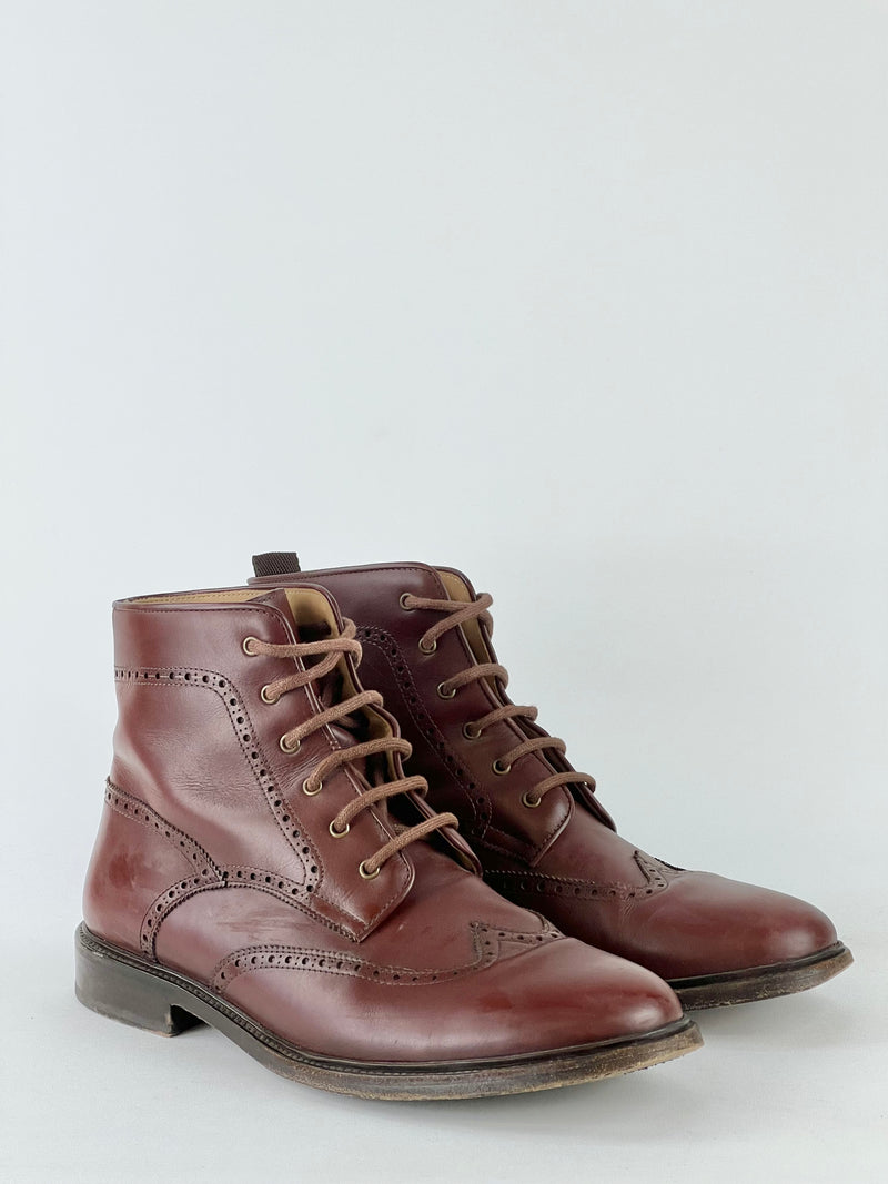 A. P. C Rue Oxblood Red Brogue Boots - EU43