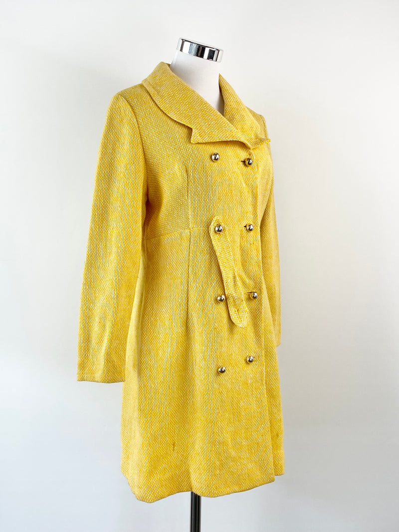 Vintage 60s Lemon Yellow Double Breasted Coat - AU10