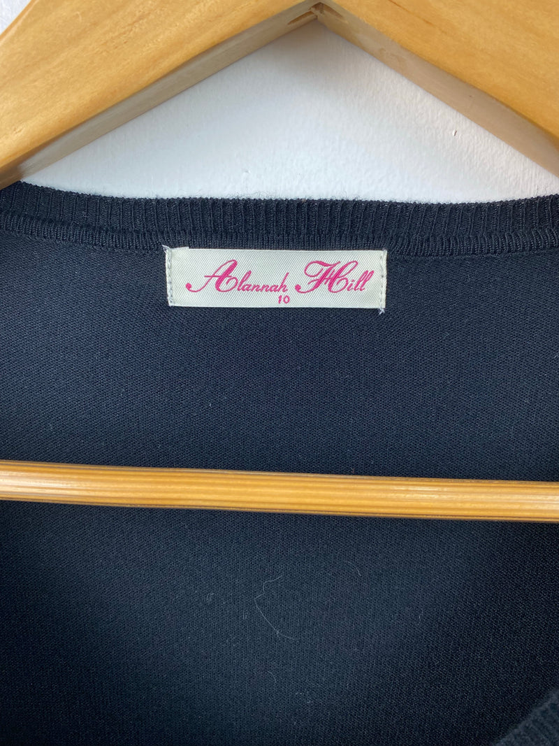 Alannah Hill Black Rockabilly Sequin Embroidered Cardigan - AU 10