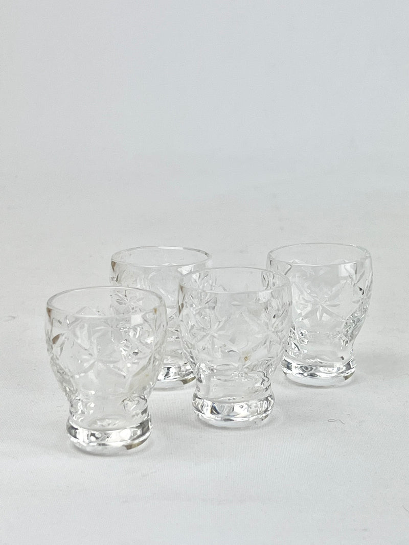 Set 4 Vintage Cut Crystal Shot Glasses