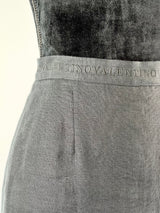 Vintage Valentino Miss V Black Linen Pencil Skirt - AU8-10