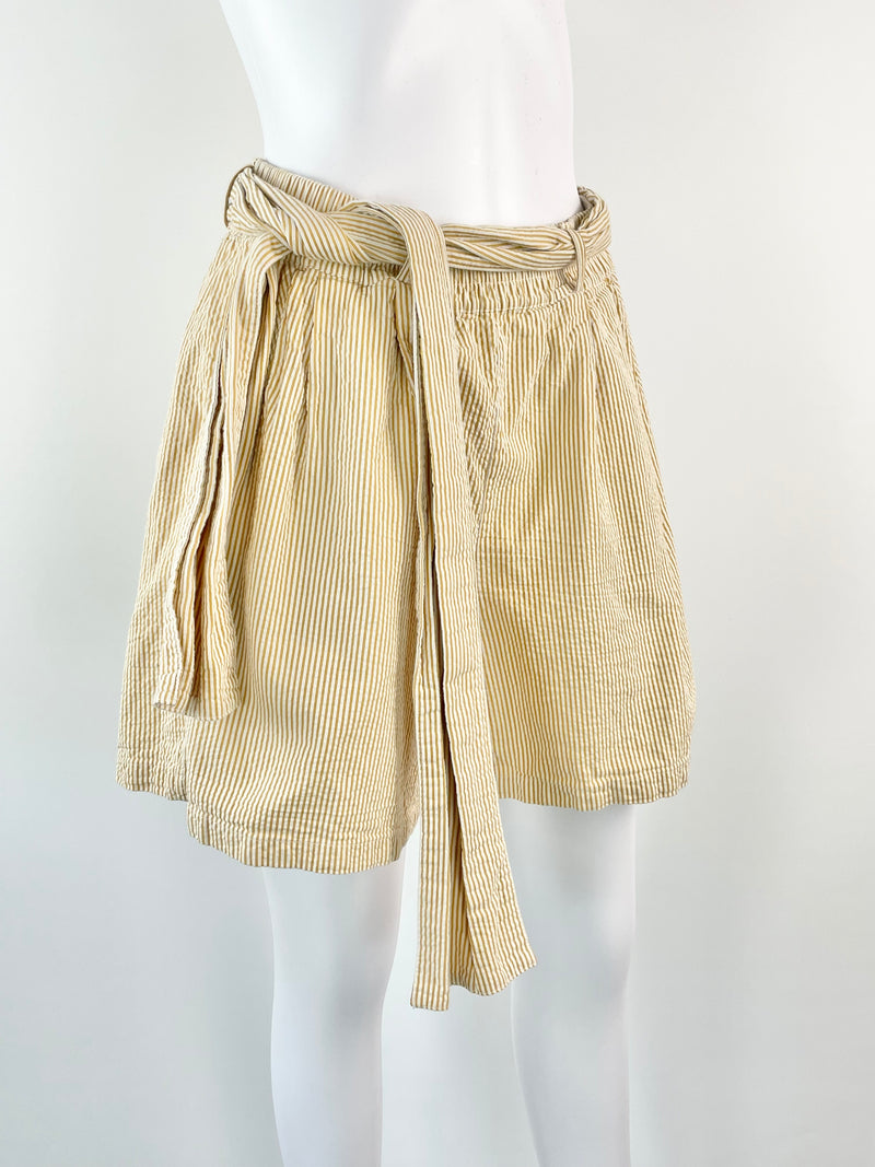 Kowtow Yellow & White Striped Shorts - XS