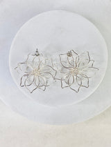 Silvery Lotus Earrings