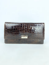 Vintage Chocolate Brown Croc Leather Bag