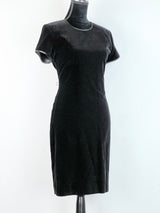 90s Simona Black Cotton Velvet Dress - AU10