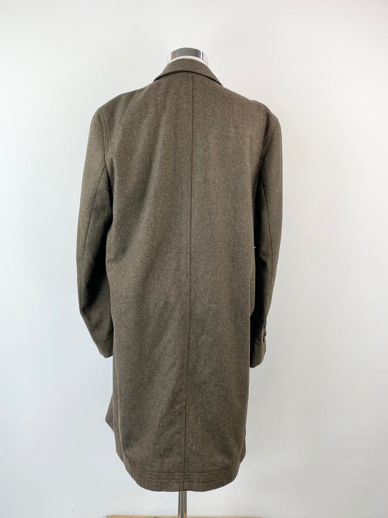 Vintage 70s LodenFrey Mode Green Wool Trench Coat - XL