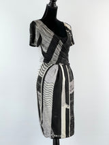 Max Mara Printed Jersey Wrap Front Dress - AU10