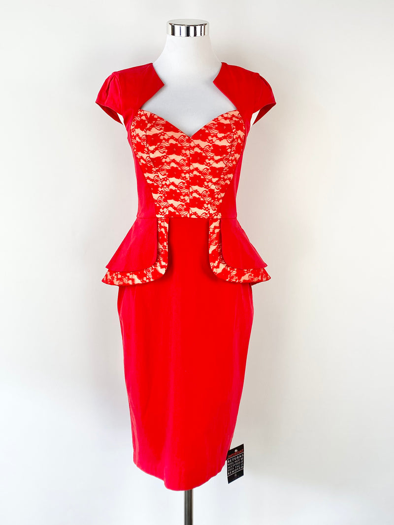 Hybrid Crimson Peplum Dress - AU10