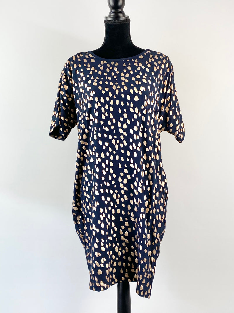 Elk Blue & Gold Patterned Dress - AU10
