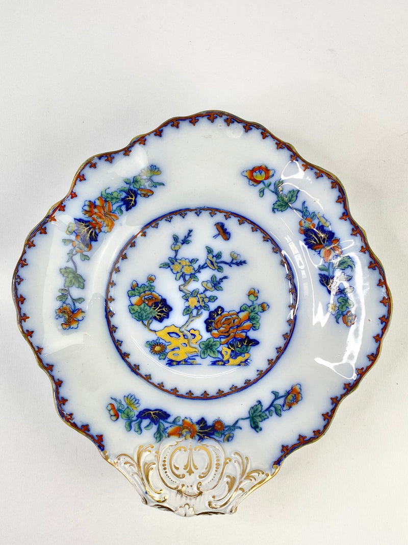 1833 - 1847 Copeland Garrett Hand Painted Flow Blue Imari Branch & Flowers Dish